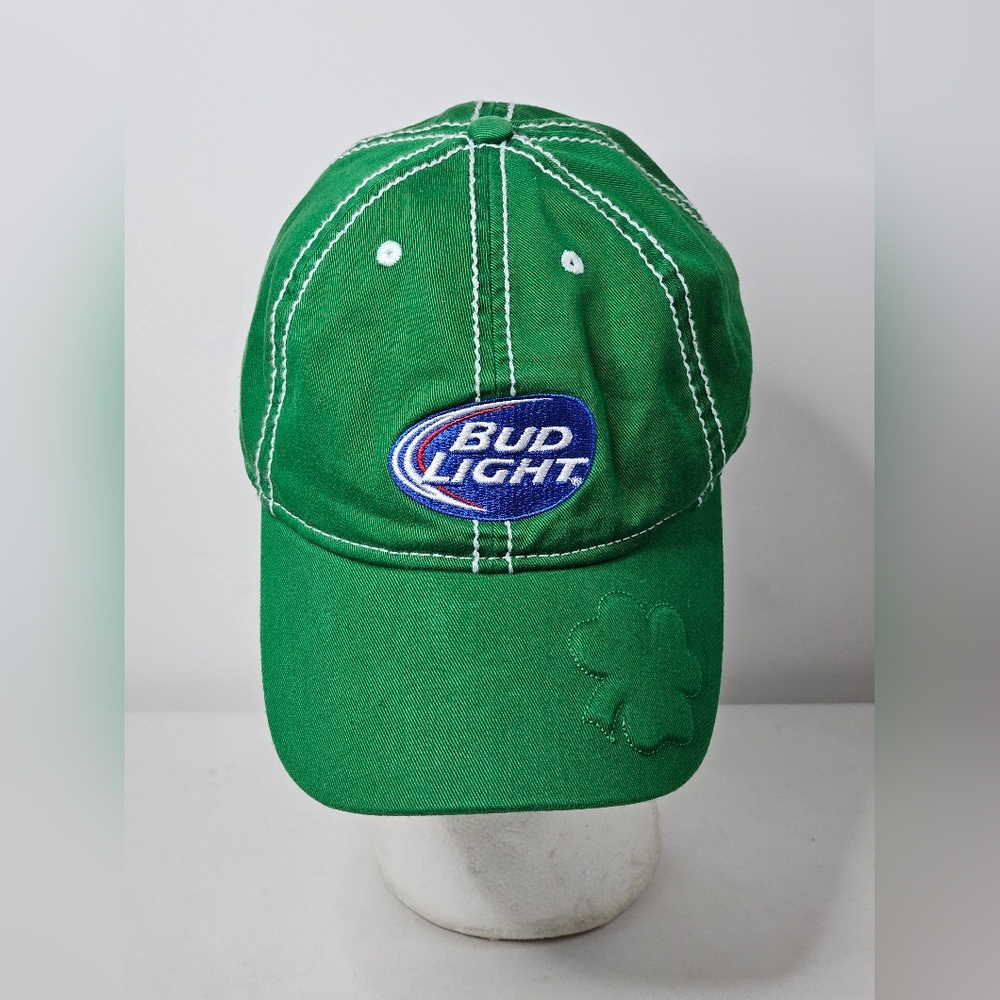 Bud Light Beer Embroidered Raised Shamrock Hat Baseball Cap K-Products Green New